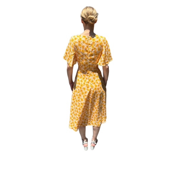 Yellow flower sundress, spring, front tie, cutout, midi, SHOWPO - Picture 4 of 9